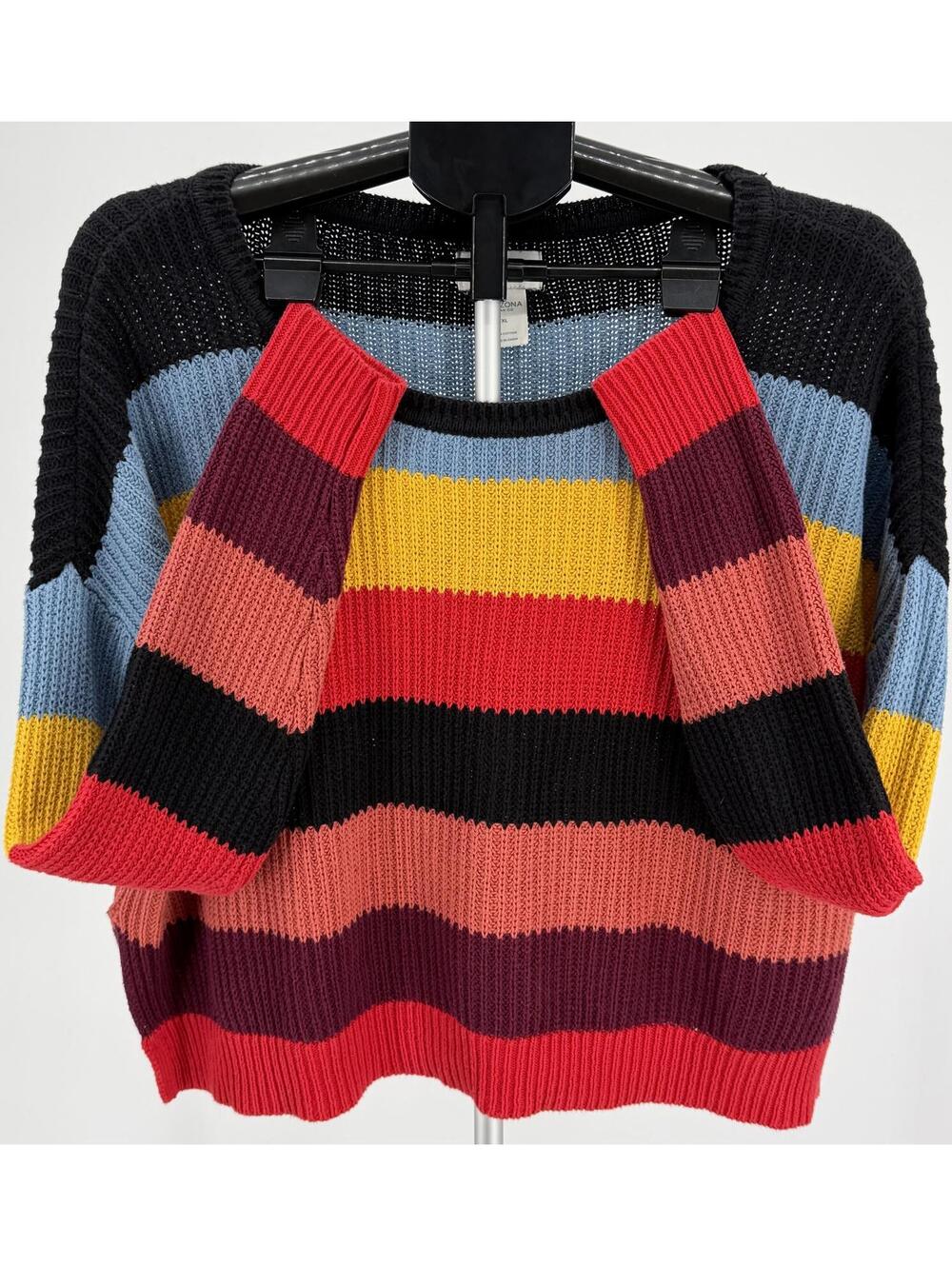 Modern‎ Arizona colorblock Striped Knit Sweater Crop Top XL